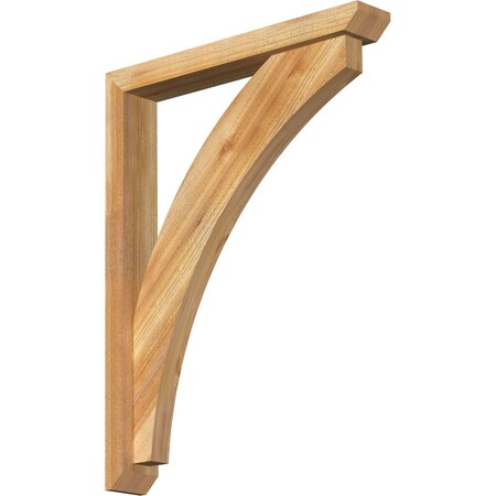 Ekena Millwork Thorton Slat Rough Sawn Bracket w/ Offset Brace, Western Red Cedar, 4"W x 26"D x 34"H BKT0402X26X34THR06RWR